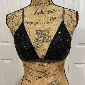 Victoria's Secret Black Sequin Bralette Sz M
